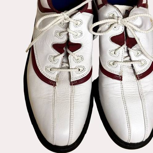FootJoy  Womens Golf Shoes Cleats Leather White Maroon 8 M bv