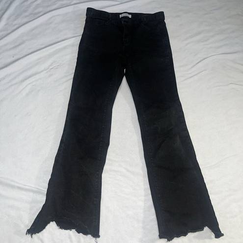 Oak + Fort  Women's Black High Rise Skinny Jeans Raw Scalloped Hem Medium Ankle