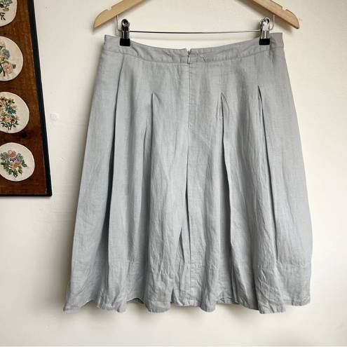 Talbots Linen Light Grey Pleated Knee Length Aline Skirt size 10p