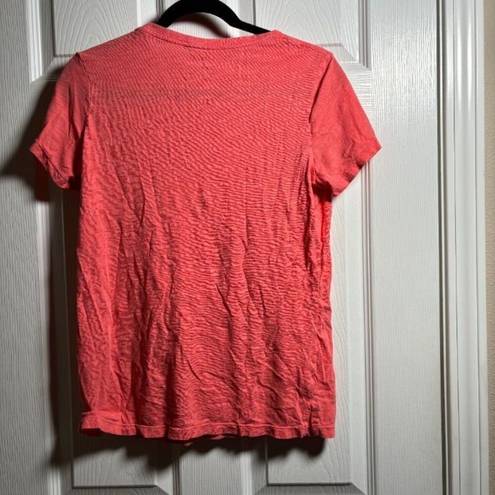 Felina  Coral Pink V neck short sleeve top womens medium m modal cotton