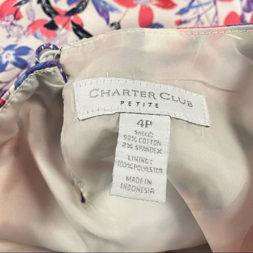 Charter Club Charter Blue Pink White Floral Club Casual dress