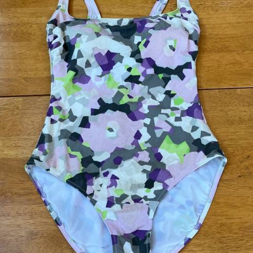 Gottex  Retro Swimwear One Piece Swimsuit Geometric Pattern Print , Size M