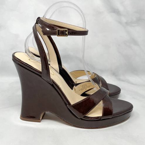 Jessica Simpson NEW  Jilly Bronze Metallic Platform Wedge Sandal Heels Brown 9.5