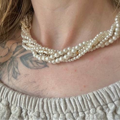 American Vintage Vintage “Hettienne” Mixed Pearls Multi Strand Necklace 18” Freshwater Gold Silver