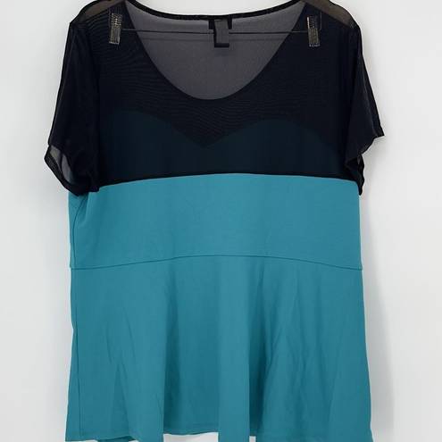 Torrid  Peplum Top Sweetheart Mesh Knit Turquoise Black Plus Size 3 Plus