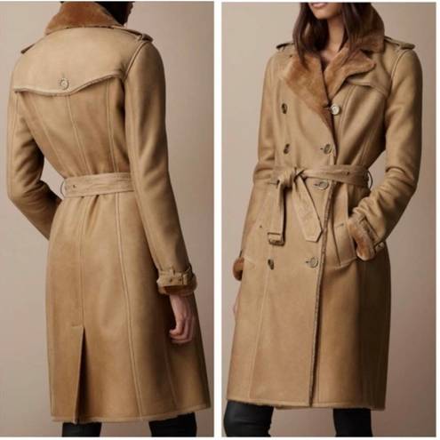 Burberry  Suede Lambskin Shearling Lined Trench Coat