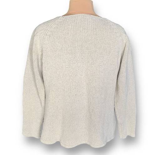 Coldwater Creek Vintage  Sweater Cream Dolman Sleeve Crewneck Knit Pullover