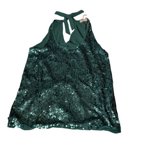 Kirra Turquoise  Sequin Tank Top with a Tie in the Back