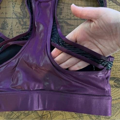 Koral  Womens size S Purple Eggplant Fling Infinity Sports Bra Gym Active Shine