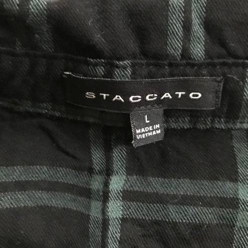 Staccato  women’s large black / green plaid button down top