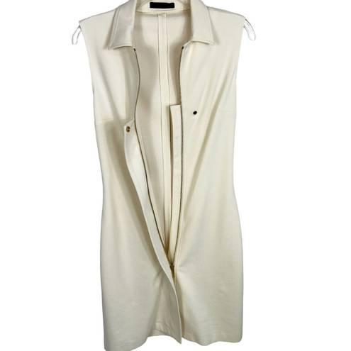 The Row Ivory Partial Hidden Gold Zipper Sleeveless Sheath Dress Women’s Small