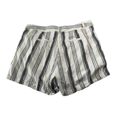 Torrid  Womens Size 12 Cream and Black Striped Hi-Rise Linen Shorts Rolled Cuffs