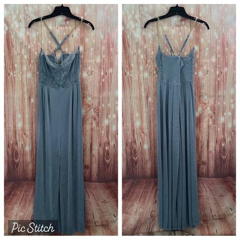 Cider  Purple Lace Corset Chain Strap Wide Leg Jumpsuit