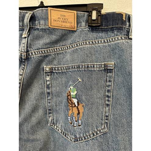 Polo NWT  Ralph Lauren Women The Avery Boyfriend Patchwork Jeans $248 Size 32 R