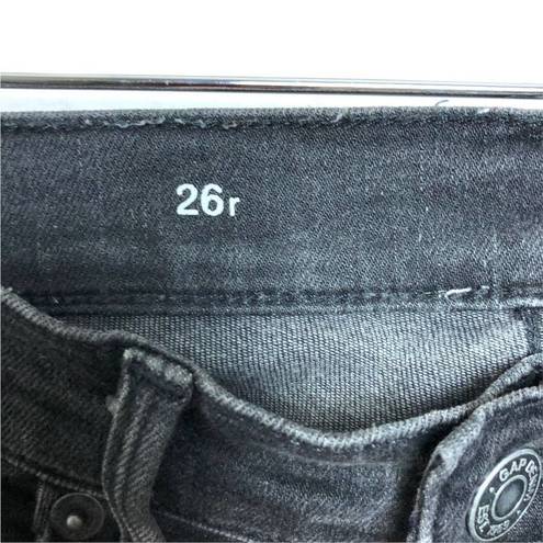 Gap - Stretch True Skinny Ankle Jeans with Raw Ankle Hem, Black, Size 26r