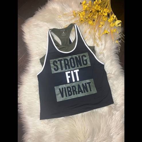 Energie  “ Strong, Fit, Vibrant” racerback tee sz large