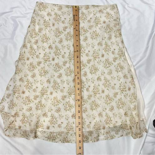 White House | Black Market  Floral Cream Skirt 100% Silk Lightweight Sz 10 Lined