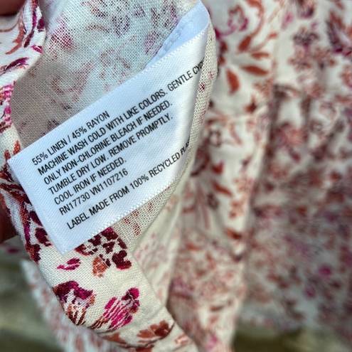 Isabel Maternity  Pink & White Floral Dress Linen Blend Medium NEW