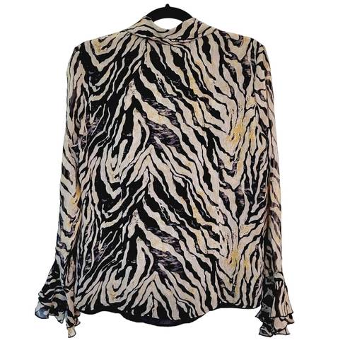 Coldwater Creek  Womens Medium 100% Silk Animal Print Blouse