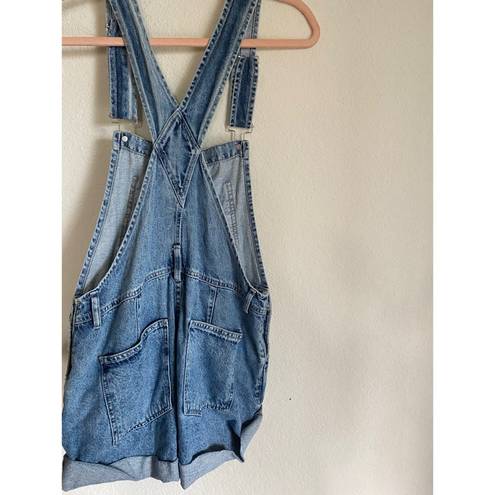 Free People  We The Free Denim Bib Cuffed Cottagecore Shortall/ Overalls Size XS