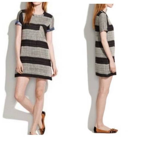 Ace & Jig  Gray Black Striped Linen Blend Mini Shirt Dress