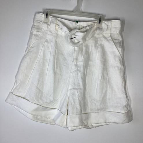 Farm Rio  Tailored Linen High Rise Shorts cream/ivory Size Large