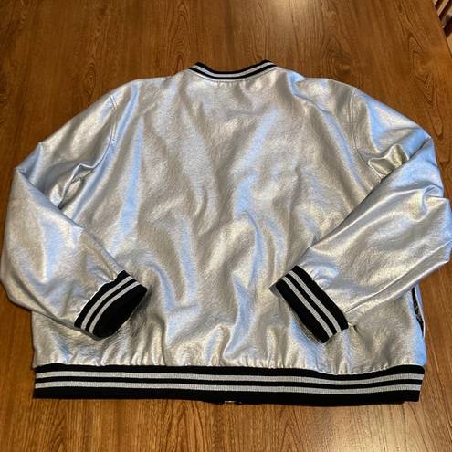 Disney  | Mickey Mouse Metallic Faux Leather Bomber Jacket | Size XXL