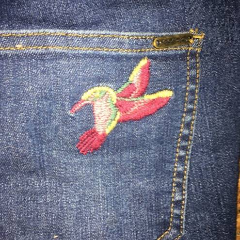 Matilda Jane  cuffed cropped jeans, embroidered hummingbird pocket