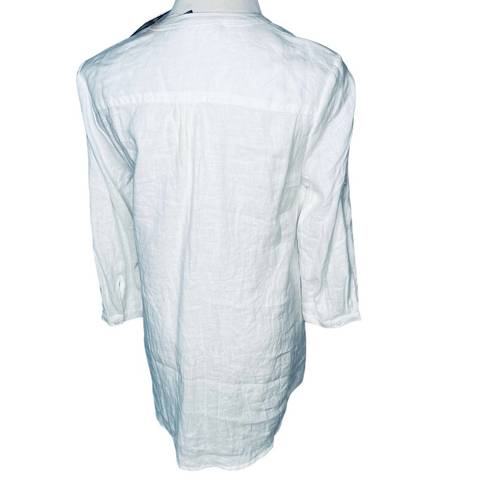 Nicole Miller  White Linen Button Down Shirt New M