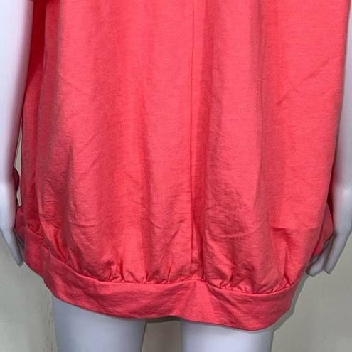 Lane Bryant  Livi Activewear Poof Short Sleeve Banded Bottom Slub Shirt in Salmon