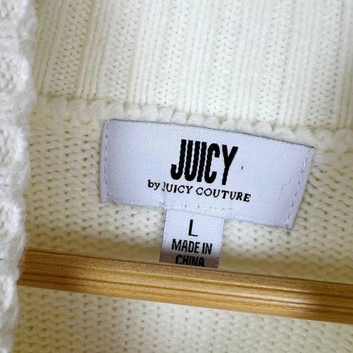 Juicy Couture Juicy by  Cream Turtleneck Sweater with Pink and Red Crown Detail L