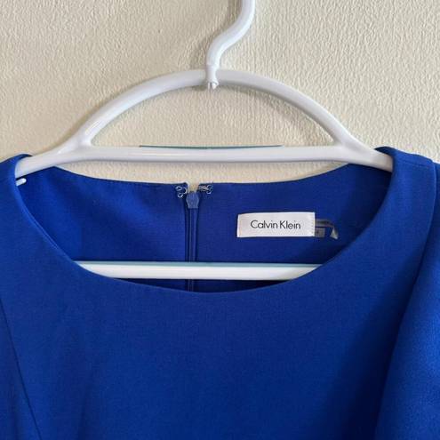 Calvin Klein Royal Blue Ruffled Fitted Pencil Dress Size 4 Classy