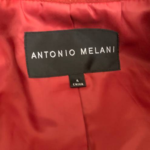 Antonio Melani Red wool pea coat with double breasted buttons and collar, fully lined