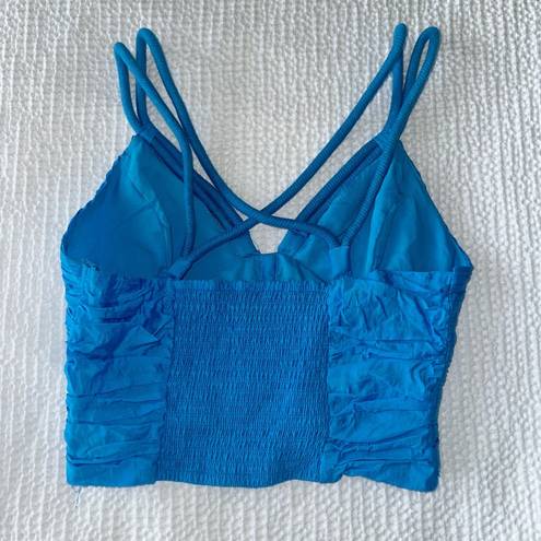 DO+BE Pleated Blue Cropped Tank Top