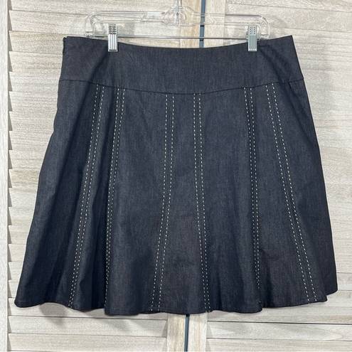 Krass&co NEW YORK CLOTHING  Denim Skirt Dark Wash w Contrast Stitching-14