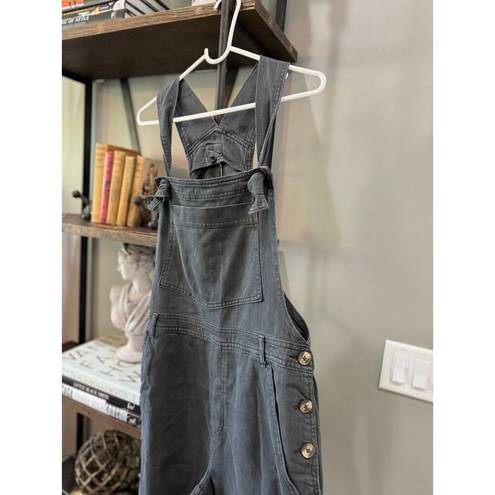 Aerie  Werk Play Twill Denim Wide Leg Overalls Black Womens Size Large