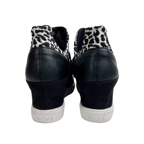 DKNY  Cosmos Black & White Animal Print Hidden Wedge Sneakers