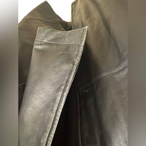 Bernardo B  Connection Black long Leather Jacket removable liner Sz medium