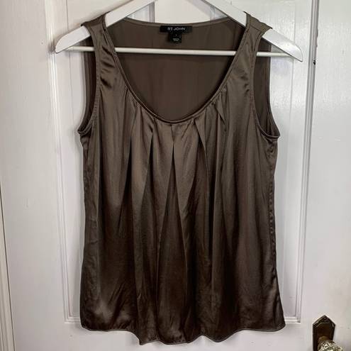 St. John  Women’s Gorgeous Silk Sleeveless Shell Expresso Tank Cami Top Sz S