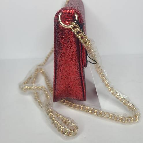 Jimmy Choo  Parfums Red Glitter Chain Crossbody Bag