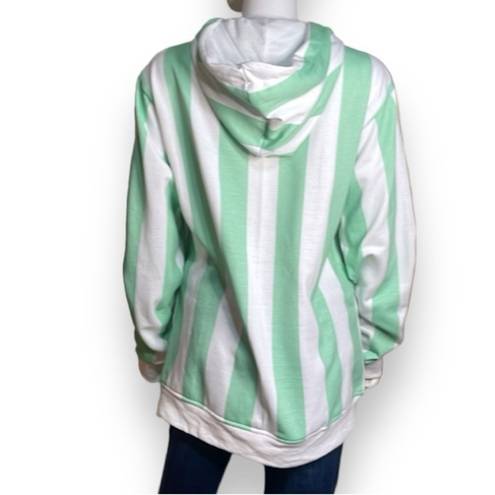 Beach Club Huntington  Surf Team Hoodie Women’s Size Large Placid Green Striped