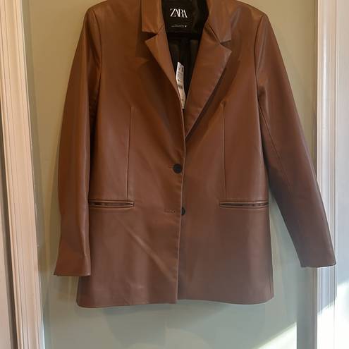 ZARA COPY -  tan leather blazer