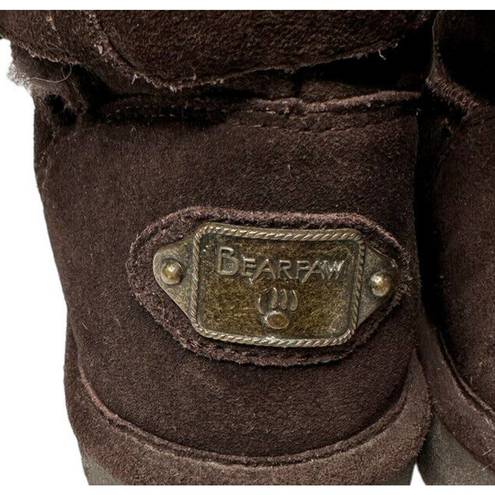 BEARPAW  Quinn II Sheepskin Wool Brown Lined Suede Hook Loop Warm Boots Womens 8