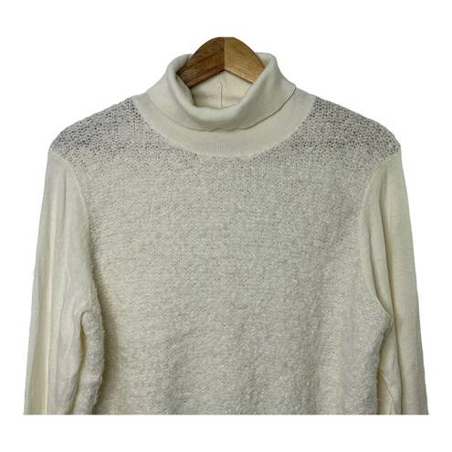 Juicy Couture  Ivory Textured Wool-Blend Turtleneck Sweater Women's XL New