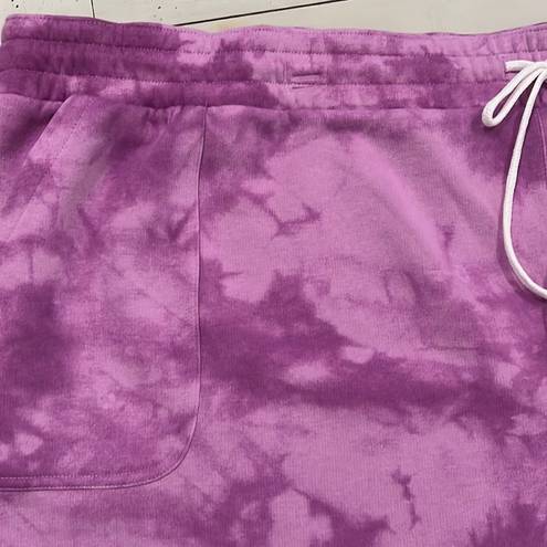 Sonoma Women’s Shorts 3X Fleece Lounge Relaxed Fit Lilac Tye Dye Workout Athletic Gym