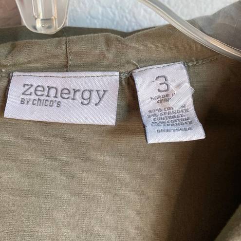 Chico's  Zenergy long sleeve green‎ zip up hoodie with pockets sz 3 (XL)