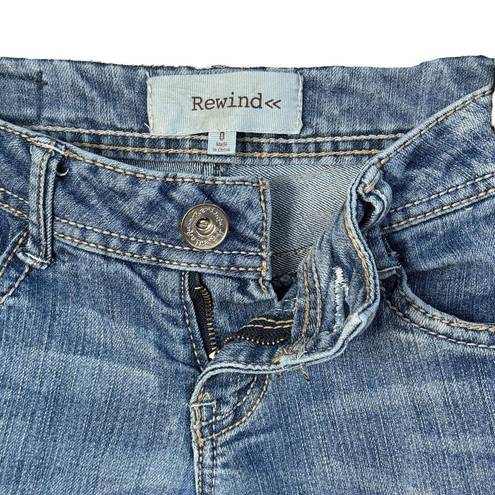 Rewind  Jrs SZ 0 Skinny Jeans Low-Rise Stretch Pockets Zip-Fly Whiskered Blue