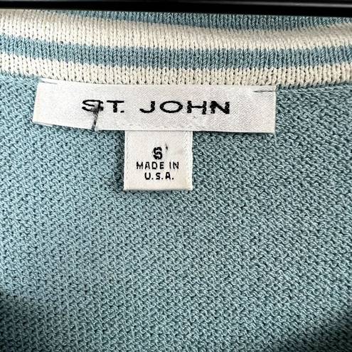 St. John  Santana Knit Sleeveless Tank Top  Size S Teal Scoop Neck Shell USA