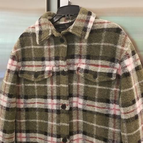 ALLSAINTS 💕💕 Tia Plaid Wool Blend Shirt Jacket ~ Green Check Print ~ US 4 NWT