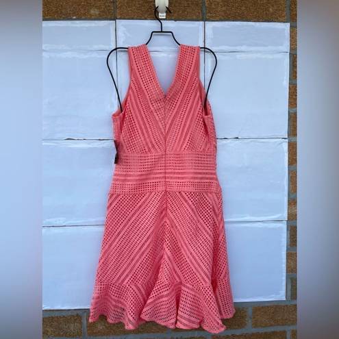 Boston Proper  Coral Lace Sleeveless Flutter Dress size 8